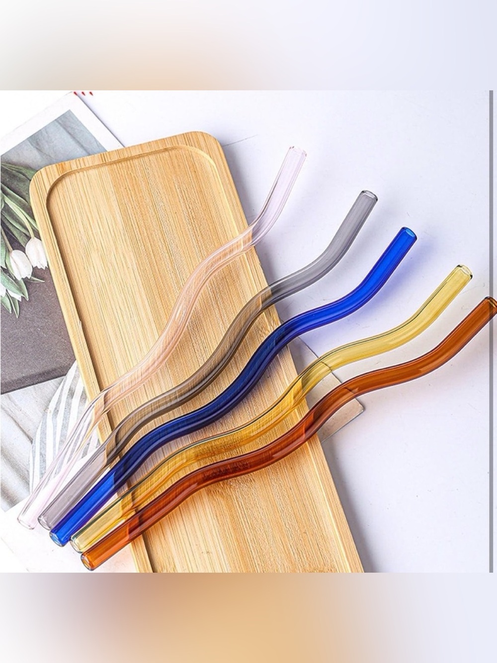 5for$10 Yellow 2Pk Reusable
Glass Straws Sin Wavy Shatter
Resistant Glass